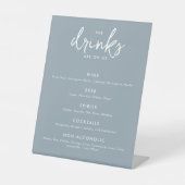 Modern Dusty Blue Wedding Bar Menu Sockelschild (Vorderseite)