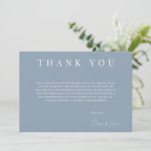 Modern Dusty Blue Wedding Danke Card (Stehend Vorderseite)
