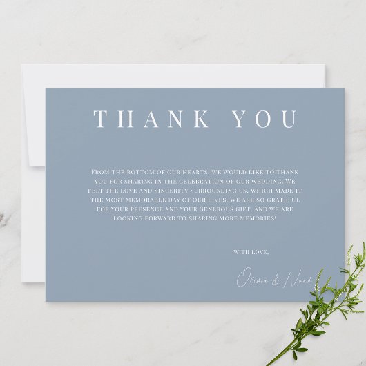 Modern Dusty Blue Wedding Danke Card