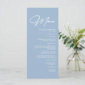 Modern Dusty Blue Wedding Menükarte (Stehend Vorderseite)