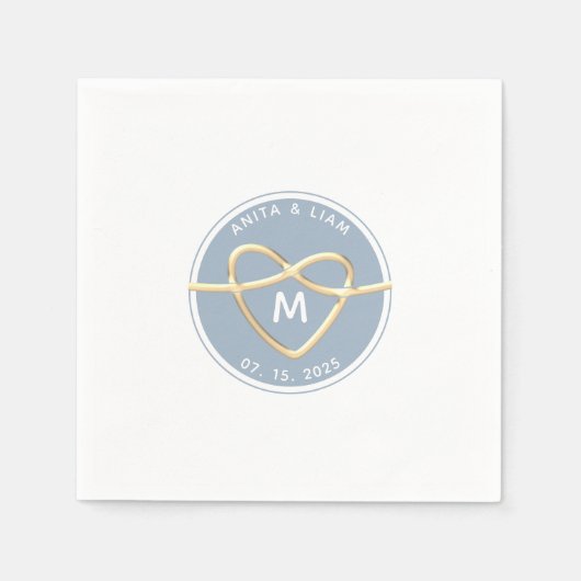 Modern Dusty Blue Wedding Monogram Napkins Serviette (Vorderseite)