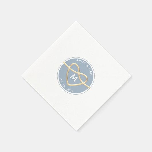 Modern Dusty Blue Wedding Monogram Napkins Serviette (Ecke)