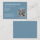 Modern Dusty Blue Wedding QR Code Enclosure Card Begleitkarte (Vorne/Hinten)