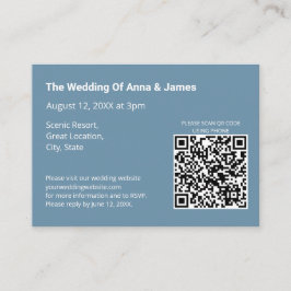 Modern Dusty Blue Wedding QR Code Enclosure Card Begleitkarte
