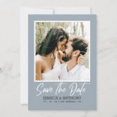 Modern Dusty Blue Wedding | QR-Code Save the Date Einladung (Vorderseite)