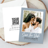 Modern Dusty Blue Wedding | QR-Code Save the Date Einladung