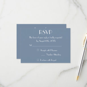Modern Dusty Blue Wedding RSVP Einladungskarte