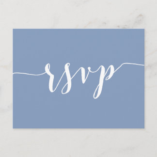 Modern Dusty Blue Wedding RSVP Postcards Einladungspostkarte