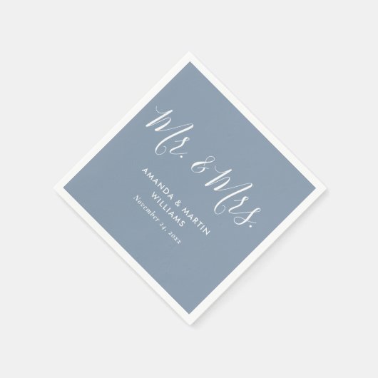 Modern Dusty Blue Wedding Serviette (Ecke)