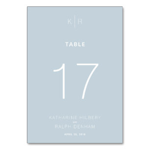 Modern Dusty Blue Wedding Tischnummer Card