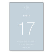 Modern Dusty Blue Wedding Tischnummer Card (Vorderseite)