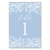 Modern Dusty Blue White Blume Tischnummer Card (Rückseite)