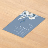 Modern Dusty Blue & White Floral Wedding Acryleinladungen (Ablage )