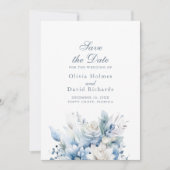 Modern Dusty Blue Wildfower Save the Date Card (Vorderseite)