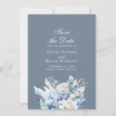 Modern Dusty Blue Wildfower Save the Date Card (Vorderseite)