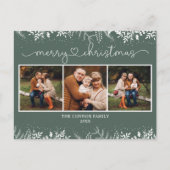 Modern Dusty Green Calligraphy Frohe Weihnachten Postkarte (Vorderseite)