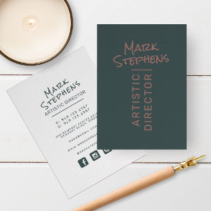 Modern Dusty Green Simple Hand Letted Minimalistis Visitenkarte