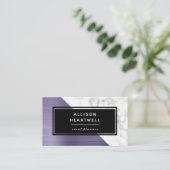 Modern Dusty Lavender Brushed Metal Marble Black Visitenkarte (Stehend Vorderseite)
