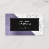 Modern Dusty Lavender Brushed Metal Marble Black Visitenkarte (Vorderseite)