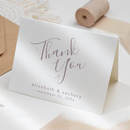 Modern Dusty Lavender Script Wedding Vielen Dank Karte
