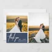 Modern Dusty Navy Blue Foto Collage Vielen Dank (Vorderseite)