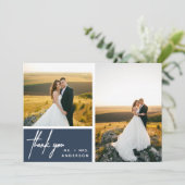 Modern Dusty Navy Blue Foto Collage Vielen Dank (Stehend Vorderseite)