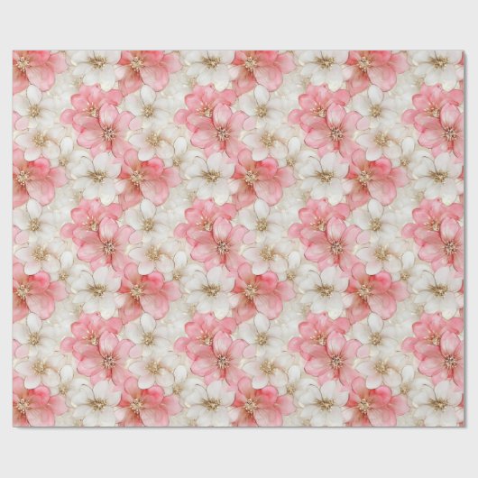 Modern dusty pink and gold birthday gift wrap geschenkpapier (Flach)