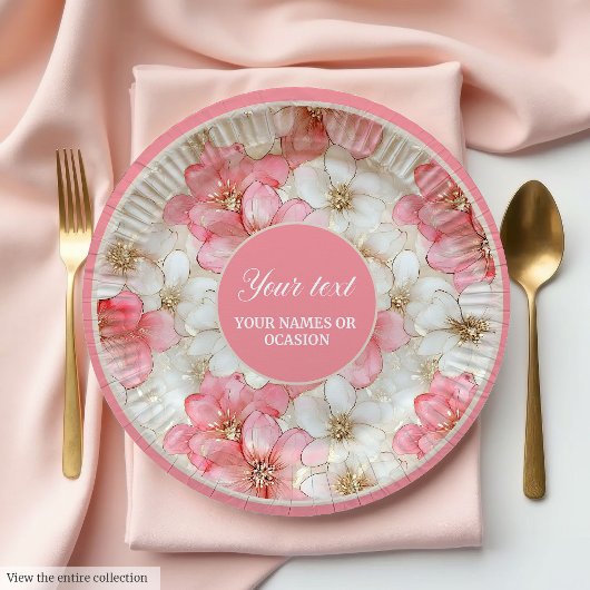 Modern dusty pink and gold birthday plate design pappteller