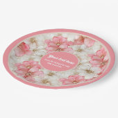 Modern dusty pink and gold birthday plate design pappteller (Schrägansicht)