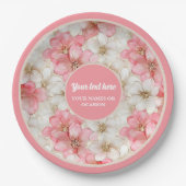 Modern dusty pink and gold birthday plate design pappteller (Vorderseite)