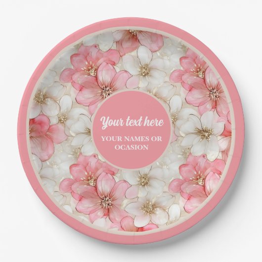 Modern dusty pink and gold birthday plate design pappteller (Vorderseite)