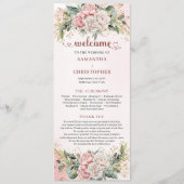 Modern Dusty Pink Flowers Greenery Wedding Program Programm (Vorderseite)