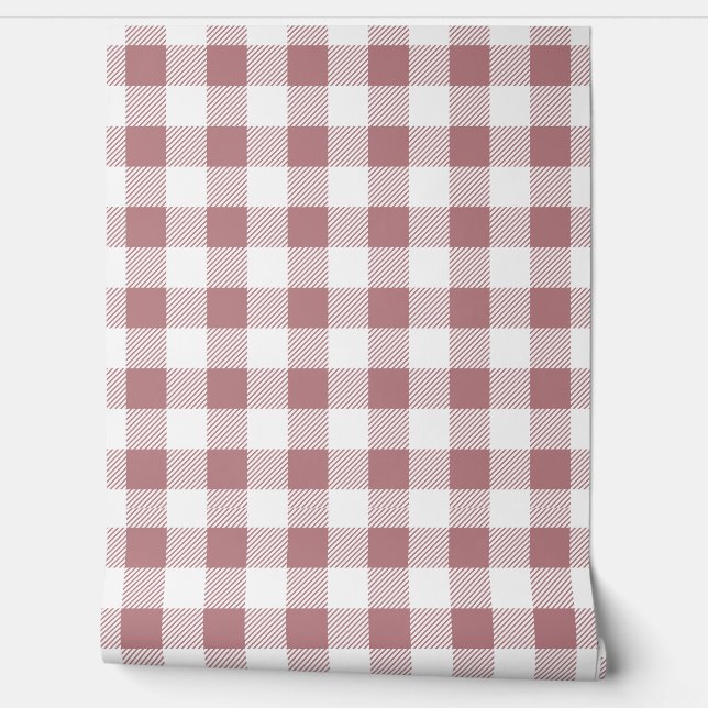 Modern Dusty Pink Gingham Karos Tapete (Abrollen)