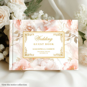 Modern Dusty Pink Ivory Gold Wedding Guest Book Gästebuch