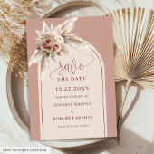 Modern Dusty Pink Pampas Grass Save the Date Card Einladung