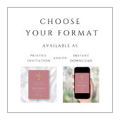 Modern Dusty Pink Religious Girl First Communion Einladung