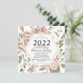 Modern Dusty Pink Rose Botanischer Abschluss Invit Einladung (Stehend Vorderseite)