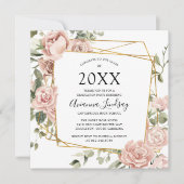 Modern Dusty Pink Rose Botanischer Abschluss Invit Einladung (Vorderseite)