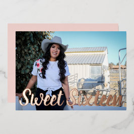 Modern Dusty Pink Rose Gold 16 . Geburtstag Folieneinladung