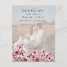 Modern Dusty Pink Rose Save the Date Foto