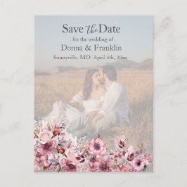 Modern Dusty Pink Rose Save the Date Foto Postkarte