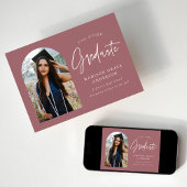 Modern Dusty Rose Arch Foto Abschluss Ankündigung