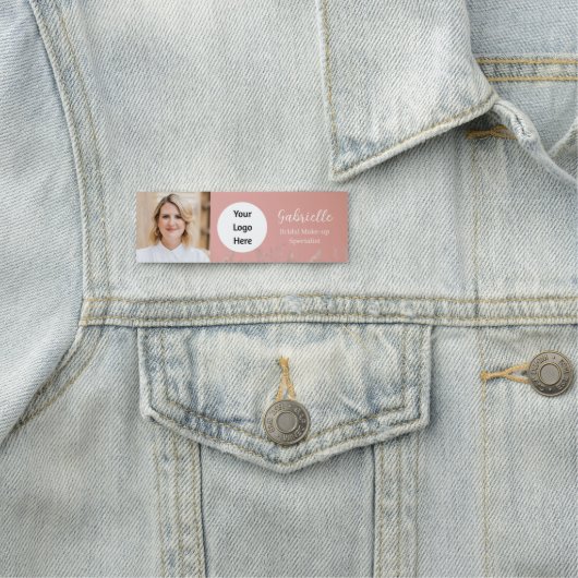 Modern Dusty Rose Botanical Photo Script Namensschild (Beispiel)