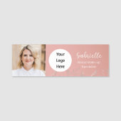 Modern Dusty Rose Botanical Photo Script Namensschild (Vorderseite)