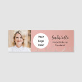 Modern Dusty Rose Botanical Photo Script Namensschild (Vorderseite)