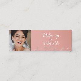 Modern Dusty Rose Botanical Photo Script QR Code  Telefonnummerkarte