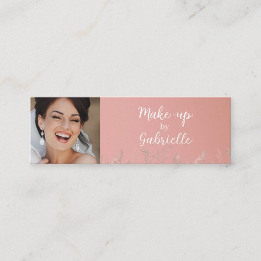 Modern Dusty Rose Botanical Photo Script QR Code  Telefonnummerkarte (Vorderseite)