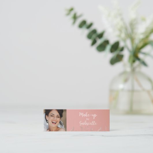 Modern Dusty Rose Botanical Photo Script QR Code  Telefonnummerkarte (Stehend Vorderseite)