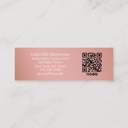 Modern Dusty Rose Botanical Photo Script QR Code  Telefonnummerkarte (Rückseite)
