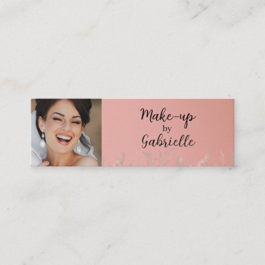 Modern Dusty Rose Botanical Photo Script QR Code  Telefonnummerkarte (Vorderseite)